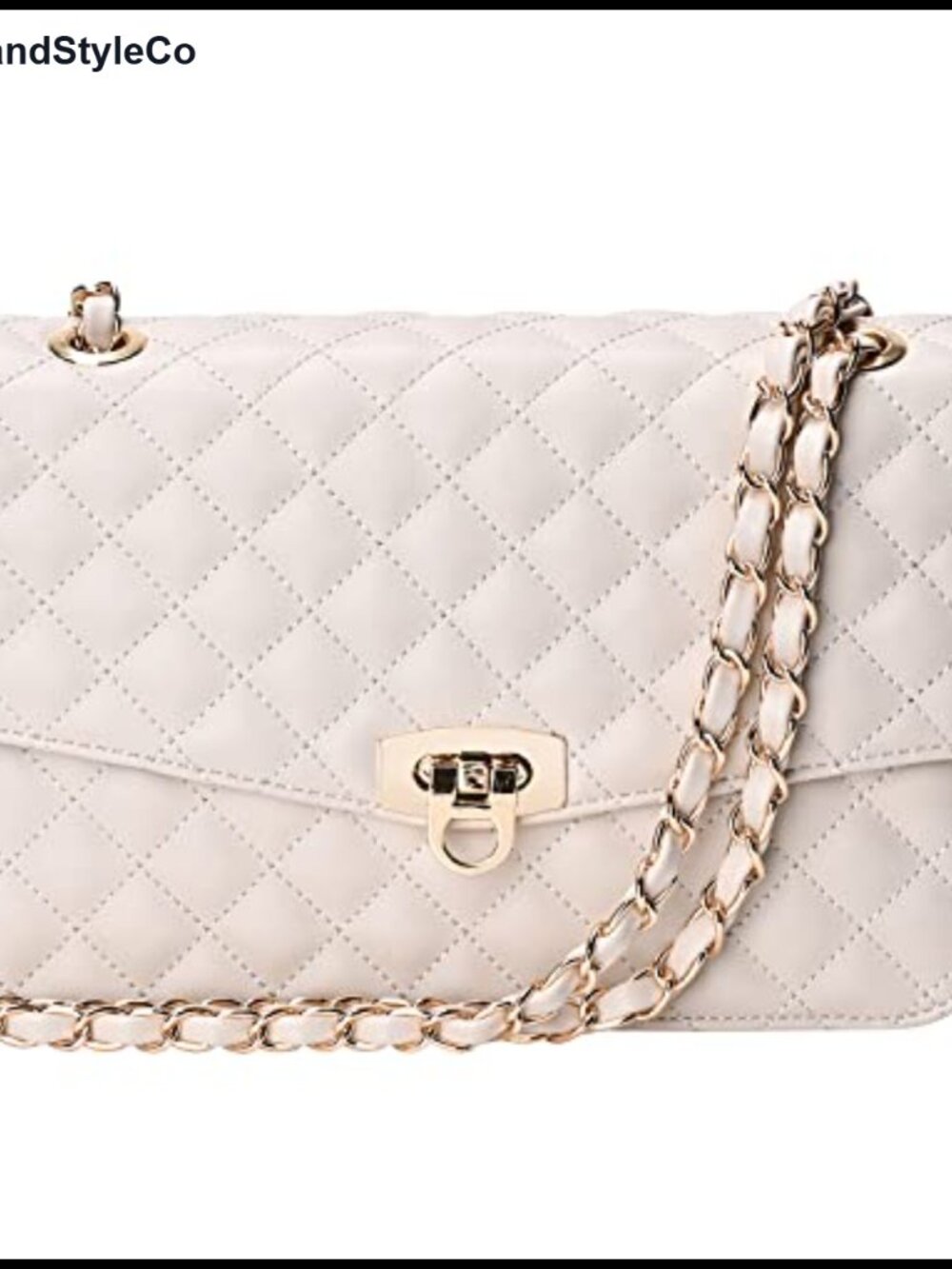 Quilted Medium Shoulder Crossbody Bag Vegan Leather Chain Strap